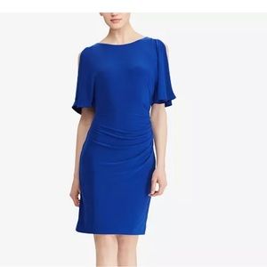 Lauren Ralph Lauren shirred jersey dress 8 blue